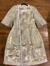 oscar de la renta dress silver dress professionally altered with lace sleeves