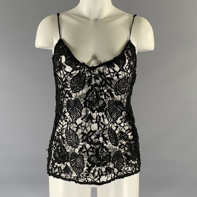 NILI LOTAN Größe XS Schwarz Spitze Floral Blusentop aus Polyester