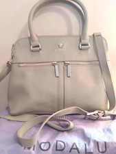 Modalu Pippa Shoulder Bag Grey Mint  Leather Grab Bag Modalu Detachable strap