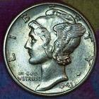 1943-P Mercury Dime – Uncirculated – Brilliant 90% Silver