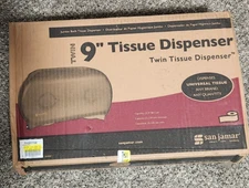 San Jamar R4000TBK 9" Roll Twin Jumbo Classic Tissue Dispenser New 