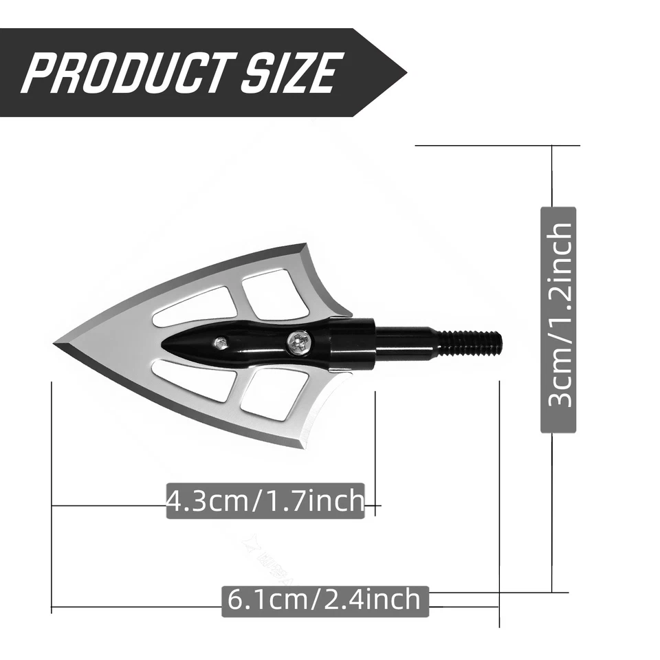 12pcs Mars Broadheads 100Grain Archery Arrowheads Hunting Sharp Razor Blades - Image 3 of 4
