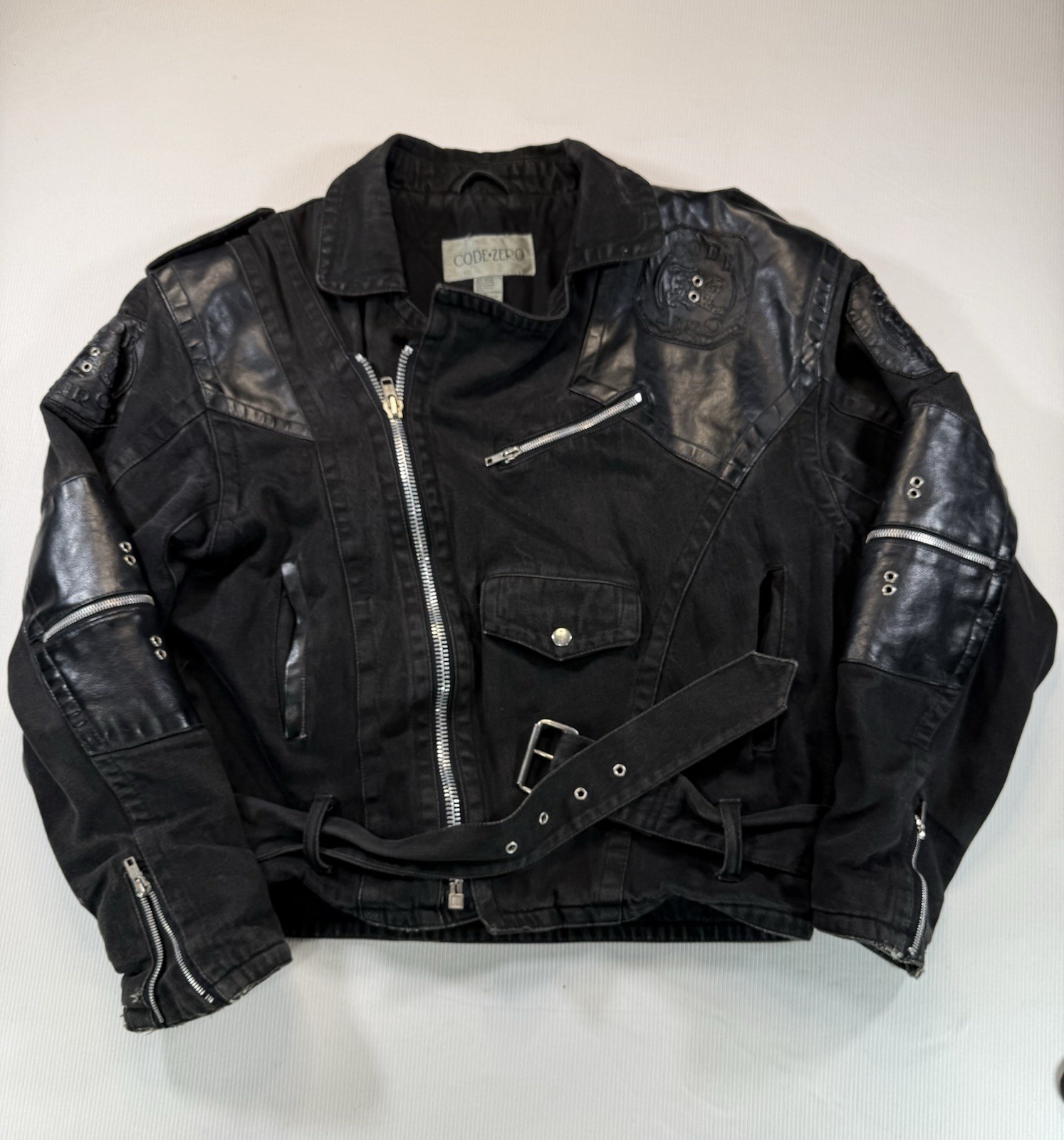 Code Zero Distressed Moto Jacket Men’s M Black Co… - image 1