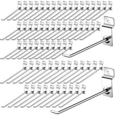 100 Pack Slatwall Hooks, 6 and 8 Inch Slatwall Accessories, Metal Panel Wall Hoo