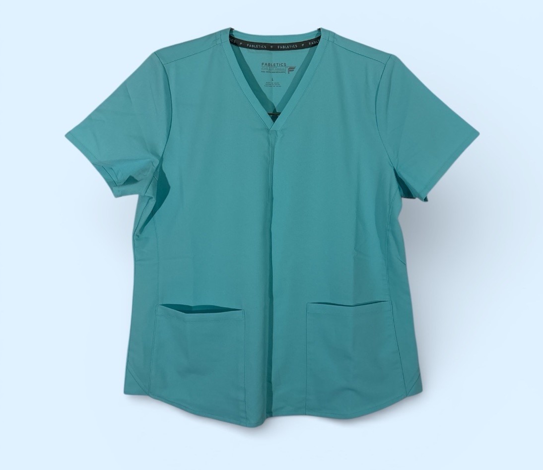 Fabletics Scrub Top Method Womens LARGE Seafoam G… - image 1