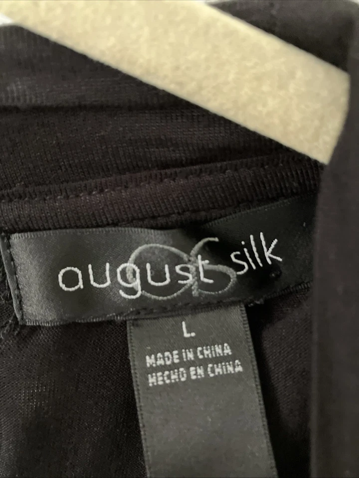 Август шелк богемное открытый легкий кардиган 3/4 собранными в Рюш рукавами черный размер большой - Изображение 3 из 4