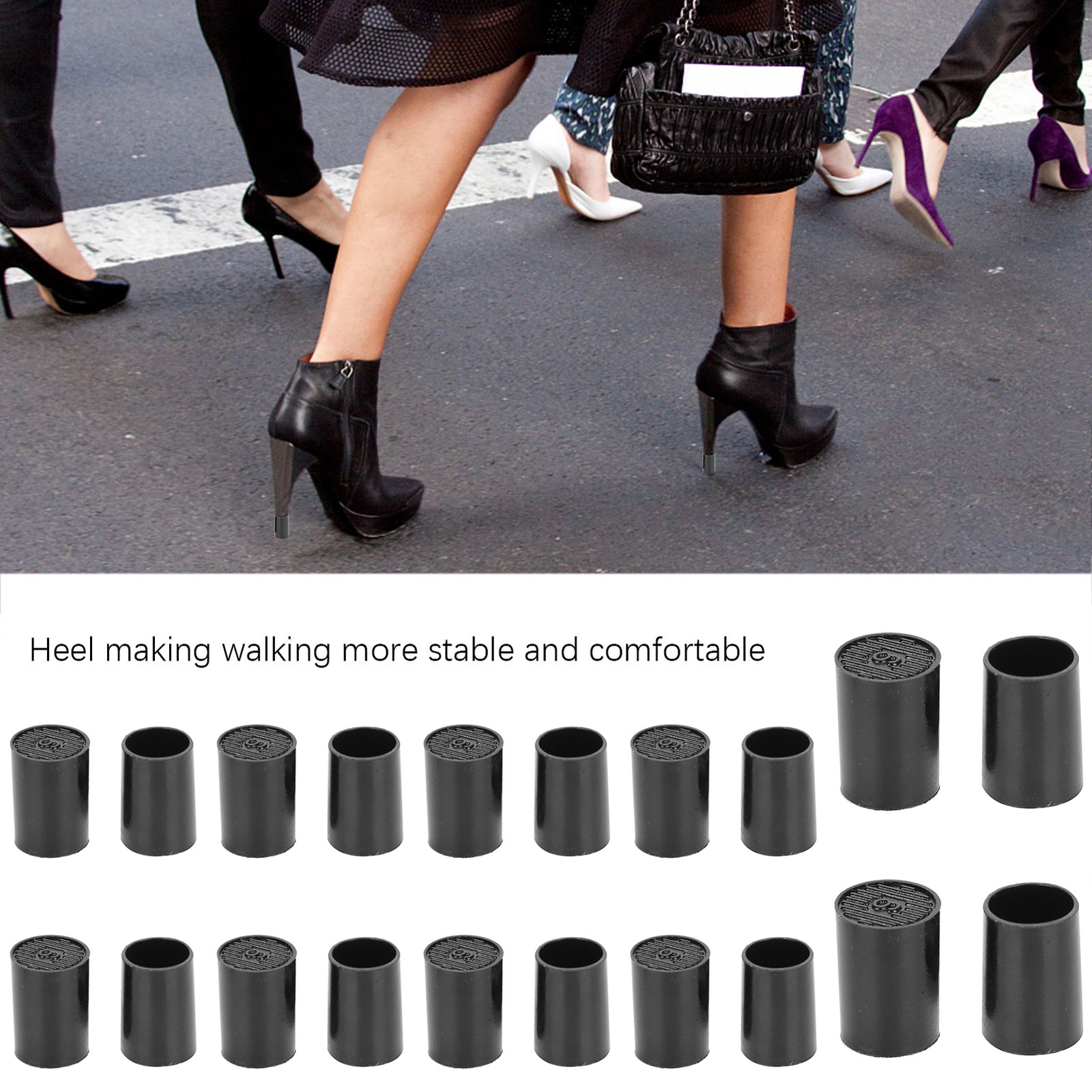 10 Pairs High Heel Tip Caps Black CPU Polyurethane Shoes Repairing Replacement K