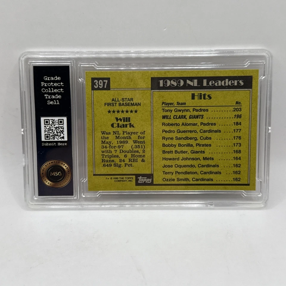 1990 Topps #397 Will Clark All Star San Fransisco Giants Graded 7 MLB Card - Image 2 of 2