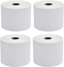 MFLABEL® 4 Rolls of 450 Direct Thermal Shipping 450 Labels/ Rolls, White 