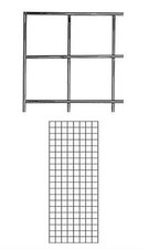 SSWBasics 2' x 5' Chrome Wire Grid Wall Panels - Sturdy Grid Wall Display