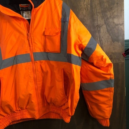 Radians Mens Jacket Orange Weather Proof Construction Workwear Bomber XL image 4