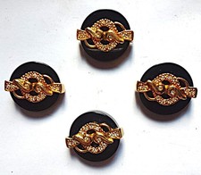 gruppo 4 bottoni * BOTTONE GIOIELLO DE LIGUORO - nero micro  strass su rodio oro