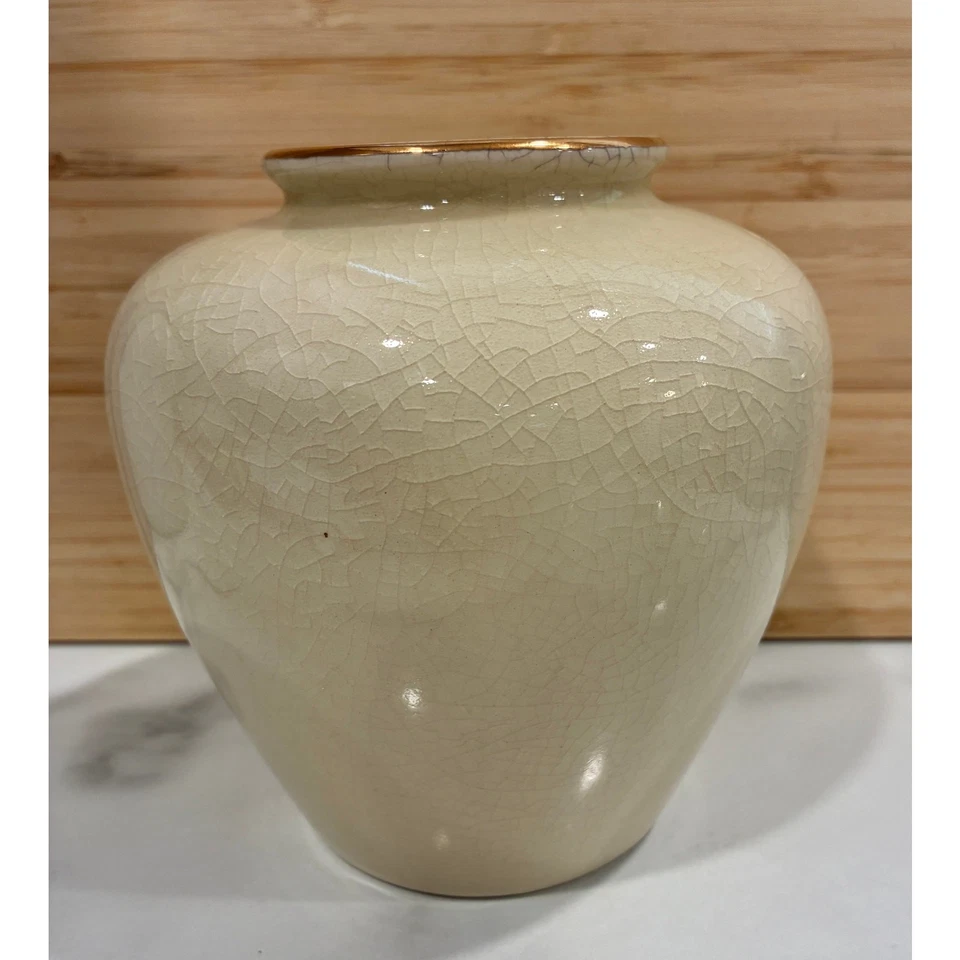 Japanese Satsuma Vase w/ Crackled Glaze & Hand Painted Peacocks & Lotus Flowers  - Image 2 of 4