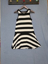 LOFT Petites Black and White Striped Mini Dress