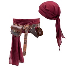 Renaissance Pirate Style Belt with Pouch Halloween Costume Accessory Set