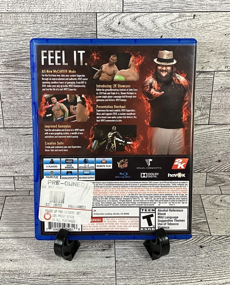WWE 2K15 PS4 (Sony PlayStation 4) - CIB Complete w/ Manual - Pristine - MINT - Image 2 of 4
