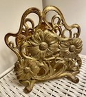 Vintage Metal Brass Toned Metal Sunflower Motif  Letter Or Napkin Holder — photo 2
