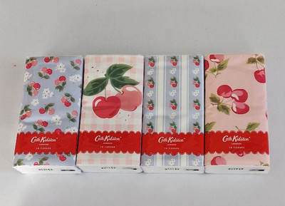 4 PACKUNGEN CATH KIDSTON Taschentücher rote Kirschen hellblau & rosa Blüten