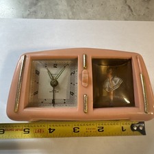 German Bradley Pink Dancing Ballerina Alarm Clock Art Deco Bakelite Fast Ship