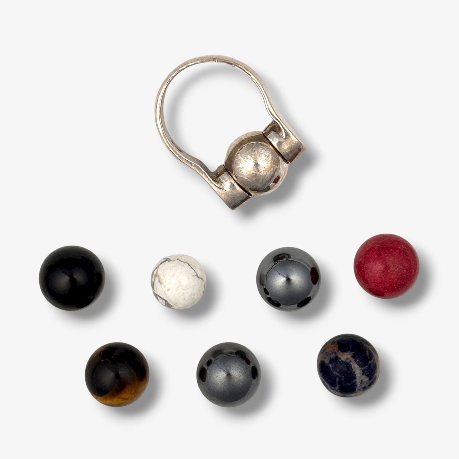 Sterling Silver Interchangeable Ring w 7 Gemstone… - image 1