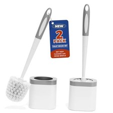 Toilet Brush, 2 Pack Toilet Brush and Holder Set Bathroom Accessories, White