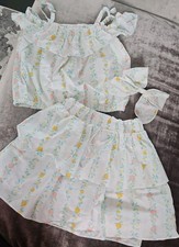 Janie And Jack Citrus Lemon Skirt 3 Piece Set Size 5 Years