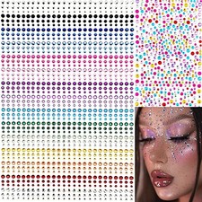 1575 Pieces Eye Face Gems Self-Adhesive Rhinestone Stickers for Makeup, Rainb...