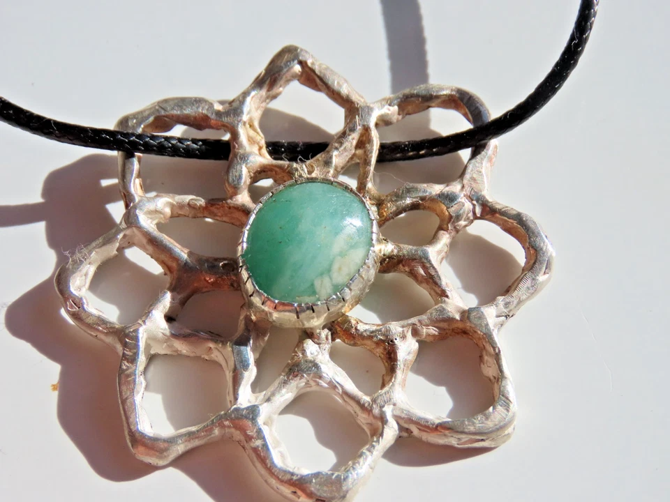 Ciondolo in ARGENTO 925 con grande smeraldo - Immagine 4 di 4