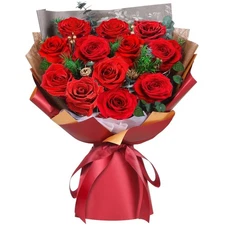 ADDWel Preserved Red Rose Bouquet – Real Long-Lasting Flowers Gift for Wif