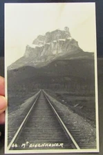 Train Tracks, Mt. Eisenhower, Alberta, Byron Harmon RPPC Postcard