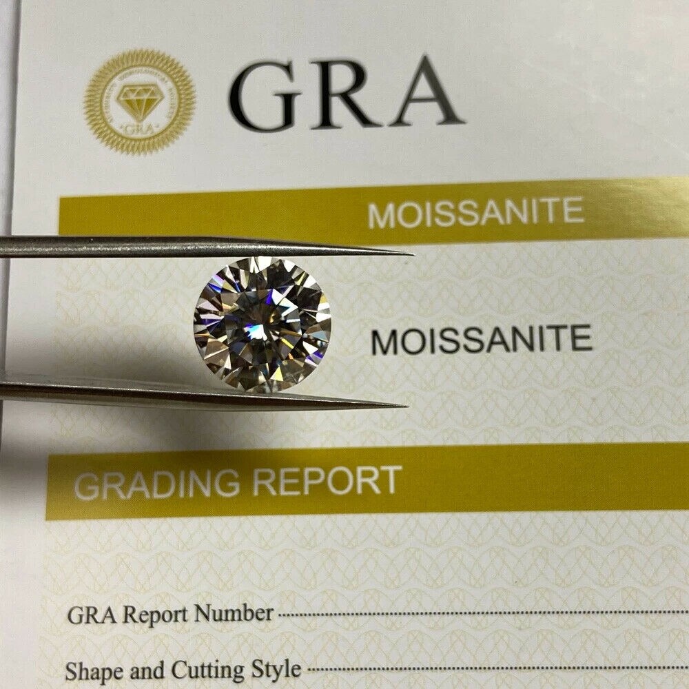 Diamant Moissanite 3.5 Ct Rond - Certificat GRA - Inscription Laser - Neuf Avec étiquette