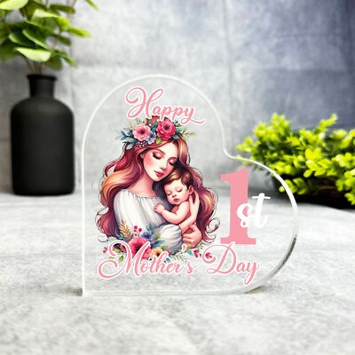 1. Muttertagsgeschenk für Mama Blumen Baby Andenken Seite Herz Ornament Plakette