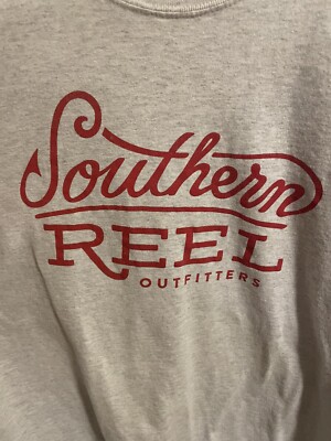 Southern Reel Outfitters  Gray Crew Neck T Shirt Size XL Gildan Tag.