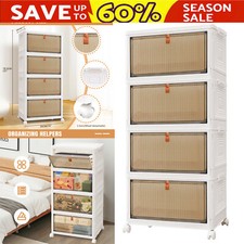 Plastic Storage Boxes Collapsible Storage Bins Wardrobe Closet Organiser 3/4/5Ti