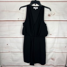 LIKELY Dress Womens 4 Black Faux Wrap Mini Sleeveless V-Neck Solid Woven Stretch
