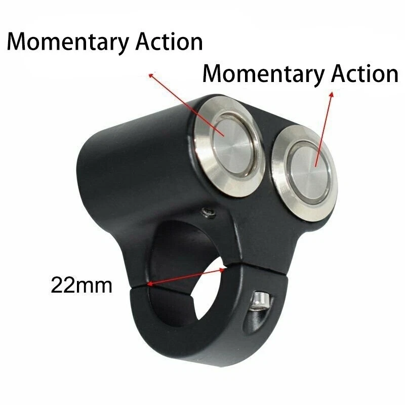 Interruptor de control de manillar para moto ATV de 7/8" 2 pulsadores momentáneos 22 mm Foto 2 de 4