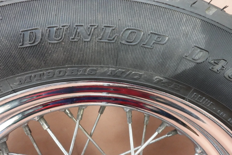 2000 - 2006 Harley Davidson Heritage Softail FLSTC Rear DUNLOP Tire Rim Wheel - Image 3 of 4