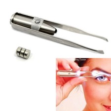 LED Light Eyelash Eyebrow Hair Removal Tweezer Stainless Steel Make Up Tool