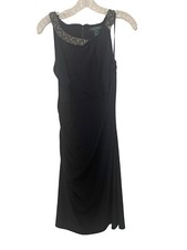 Lauren Ralph Lauren Sleeveless Evening Dress Navy With Beaded Collar Size 12