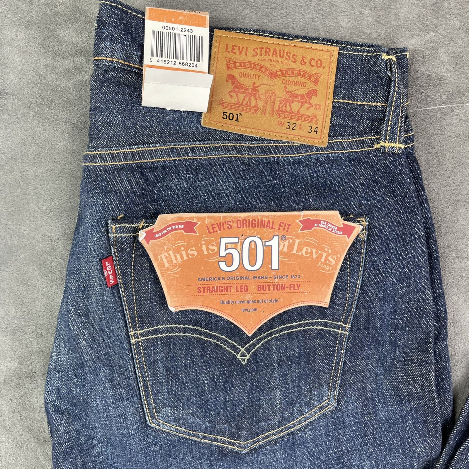 Levi's 501 Blue Jeans Mens 34 X 32 