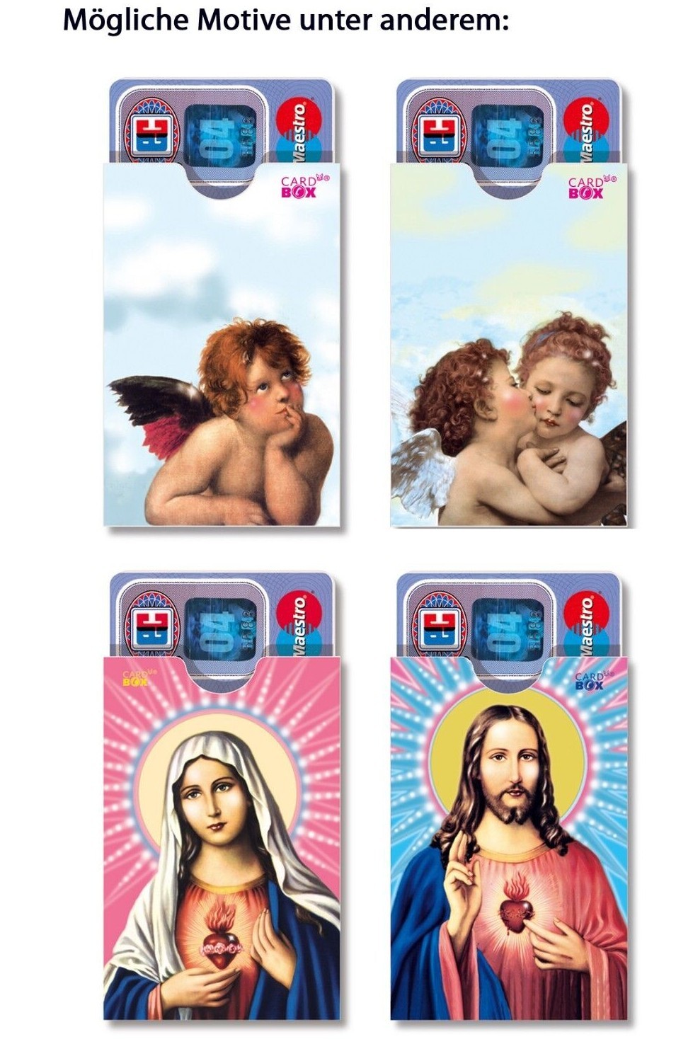 Hübsche ec Kartenhülle aus Karton Motiv Engel angel Putte Jesus Maria Madonna