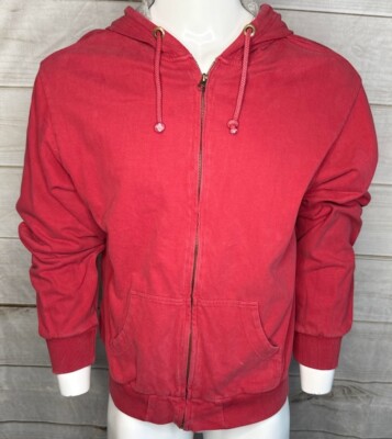 Wright Ditson Men's Red Zip Up Hooded Sweatshirt Sz Medium Full Zip Cotton A2906
