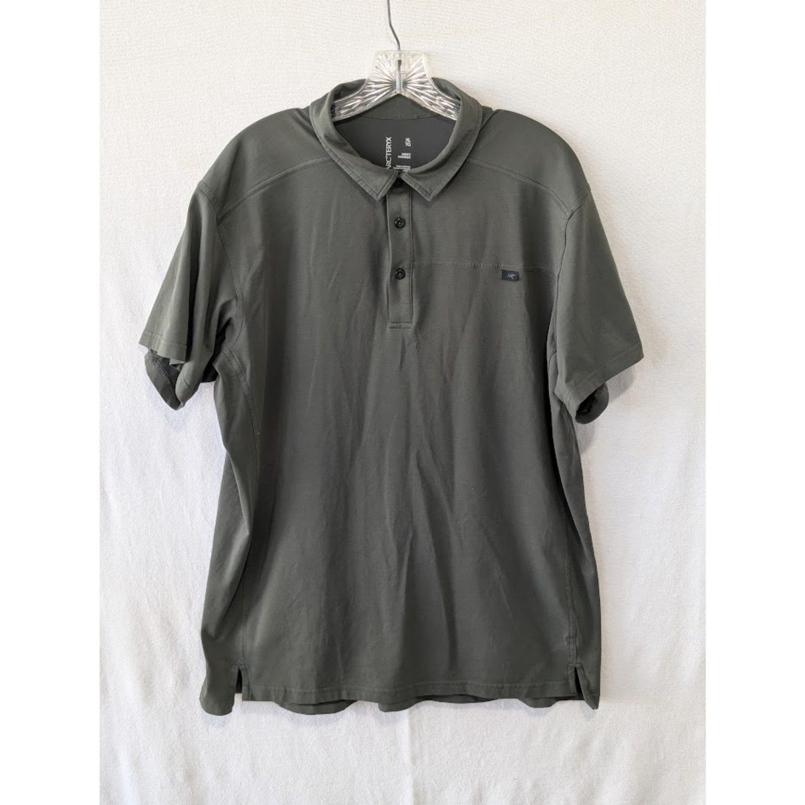 Polo Arc'Teryx manica corta colletto cacciatore verde camicia uomo taglia XL