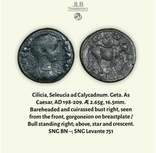 Roman Provincial, Cilicia, Seleucia ad Calycadnum. Geta AD 198-209 AE unit RARE
