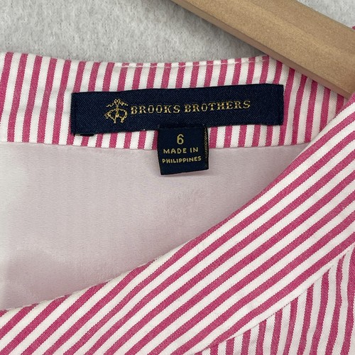 BROOKS BROTHERS Dress 6 S Striped Seersucker Sheath Sleeveless Tankdress Pink - Picture 4 of 11