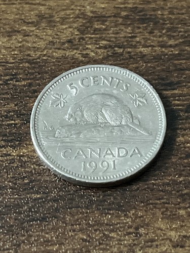 1991 Canada 5 Cents KEY DATE Canada Nickel Actual Coin TK5799*
