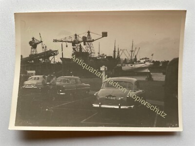 orig. Photo postcard car vintage automobile Hamburg Port
