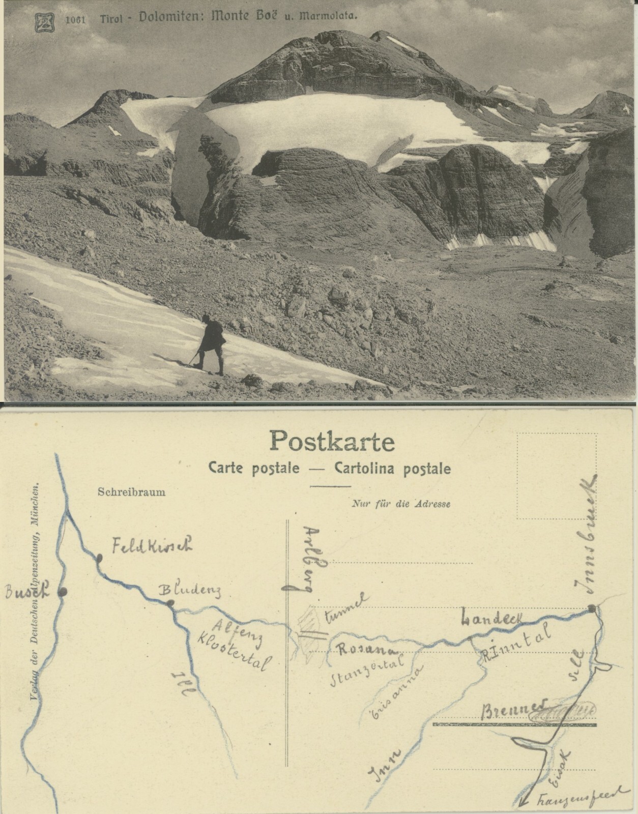 TIROL -DOLOMITEN -MONTE BOE E MARMOLATA CARTOLINA