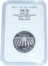 200 zl EURO 1988 Deutschland AUSGABE NUR 500 STÜCK! Nickel Proba Polen Slab PR70