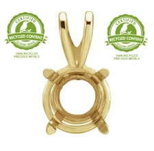 14K Yellow Gold Round Pre-Notched Pendant Setting Solitaire Mount 2.5mm-10.5mm
